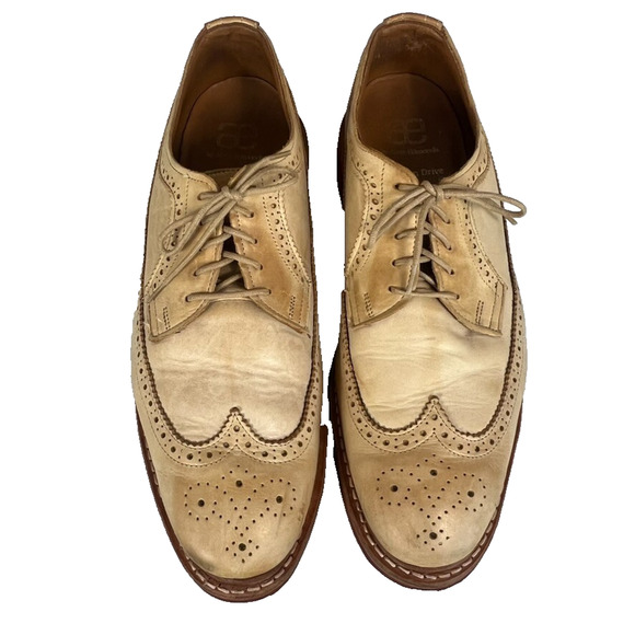 Allen Edmonds Shoes Mens 11.5 E Tan Leather Shannon Drive Brogue Long Wingtip - Picture 2 of 11